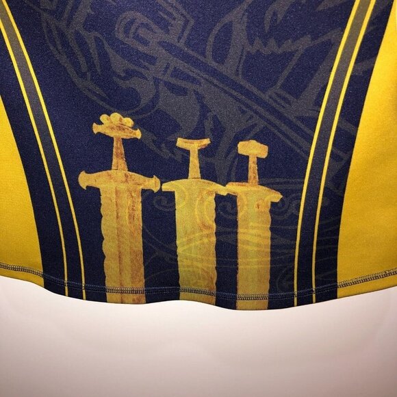 Dirty Dog Rugby Sz Small Navy Yellow Short Sleeve Crew Neck Scuba Jersey Shirt - Picture 6 of 10